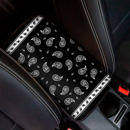 Black And White Bandana Print Car Center Console Cover