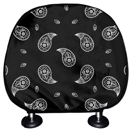 Black And White Bandana Print Car Headrest Covers