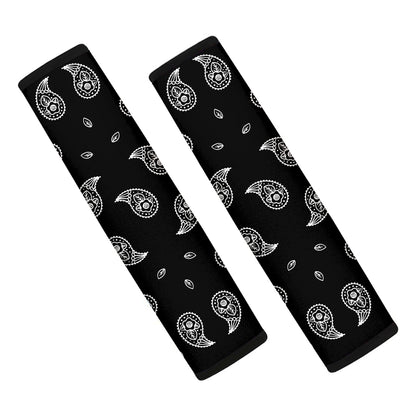 Black And White Bandana Print Car Seat Belt Covers