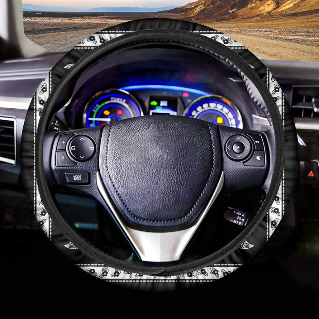 Black And White Bandana Print Car Steering Wheel Cover