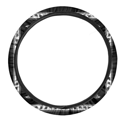 Black And White Bandana Print Car Steering Wheel Cover