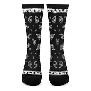 Black And White Bandana Print Crew Socks