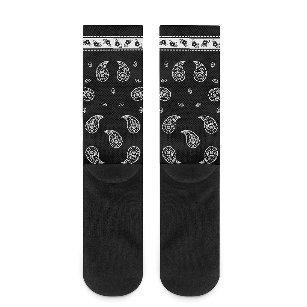 Black And White Bandana Print Crew Socks