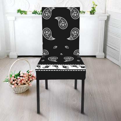 Black And White Bandana Print Dining Chair Slipcover