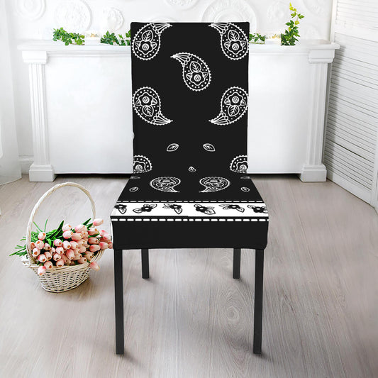 Black And White Bandana Print Dining Chair Slipcover