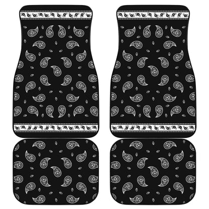 Black And White Bandana Print Front and Back Car Floor Mats