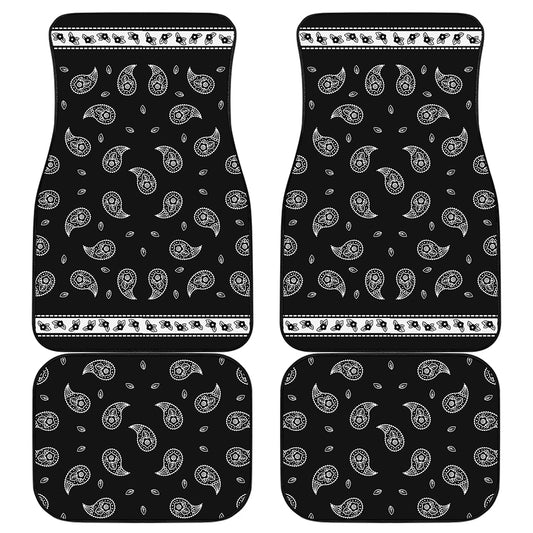 Black And White Bandana Print Front and Back Car Floor Mats