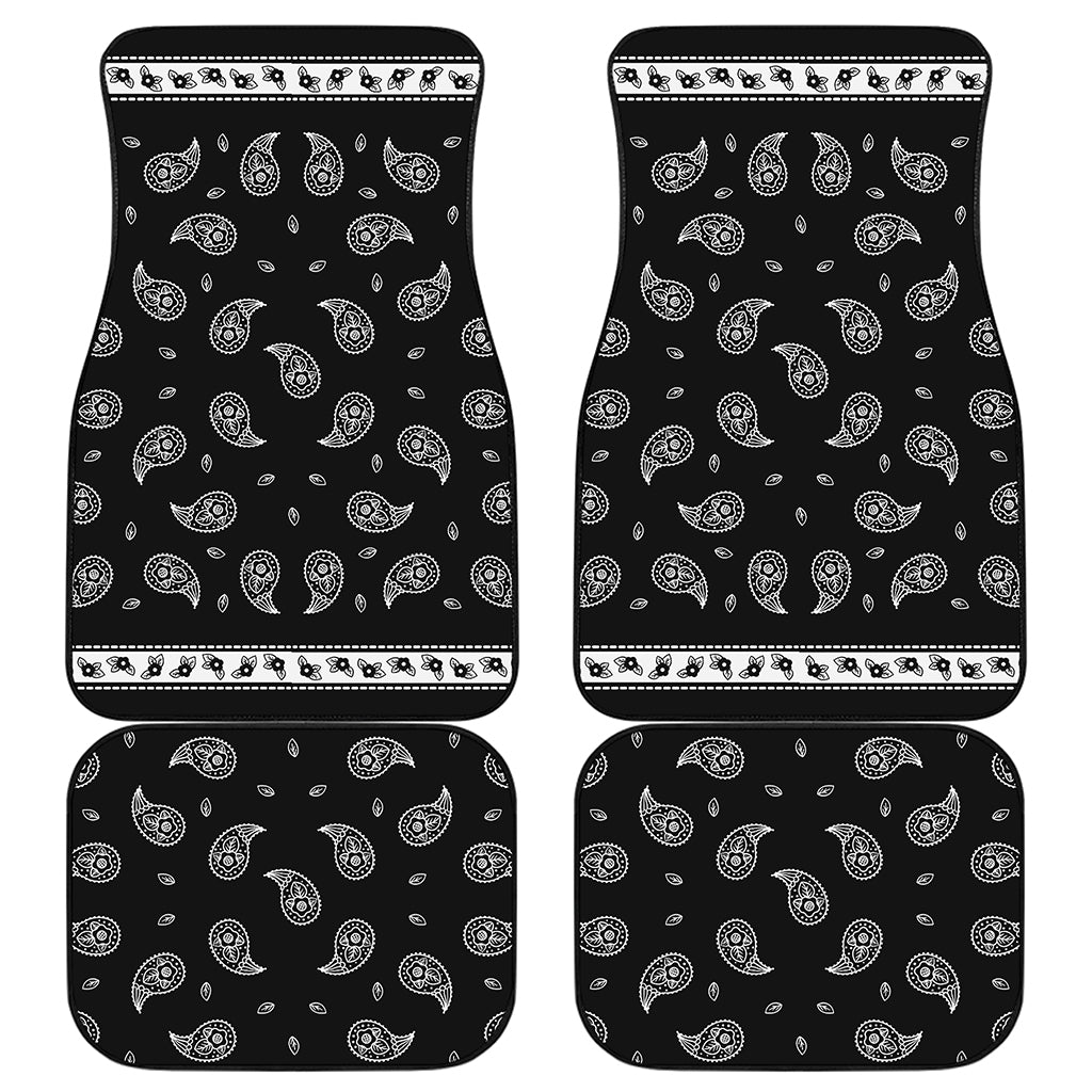 Black And White Bandana Print Front and Back Car Floor Mats