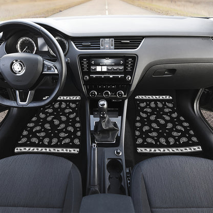 Black And White Bandana Print Front and Back Car Floor Mats
