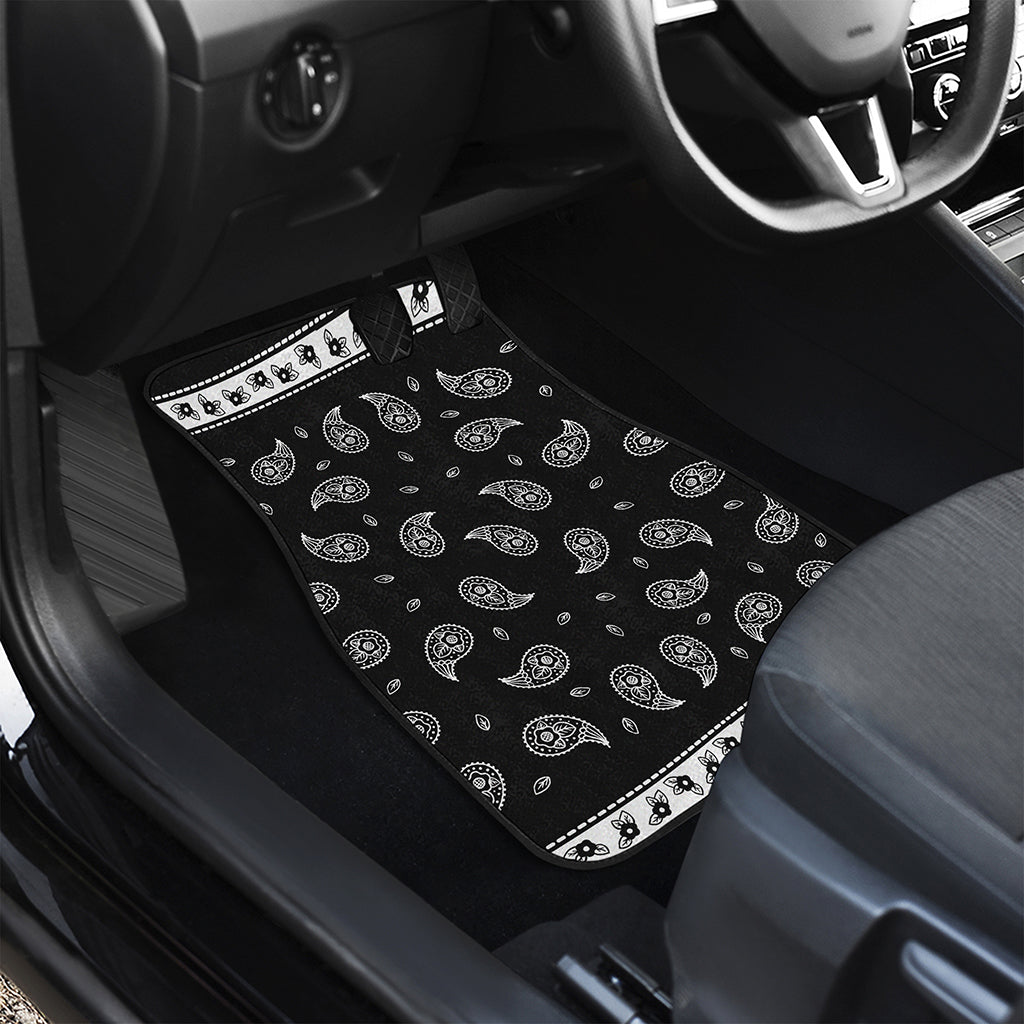 Black And White Bandana Print Front and Back Car Floor Mats