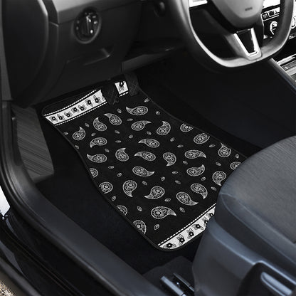 Black And White Bandana Print Front and Back Car Floor Mats