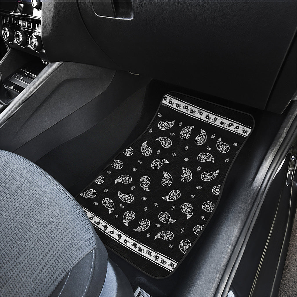 Black And White Bandana Print Front and Back Car Floor Mats