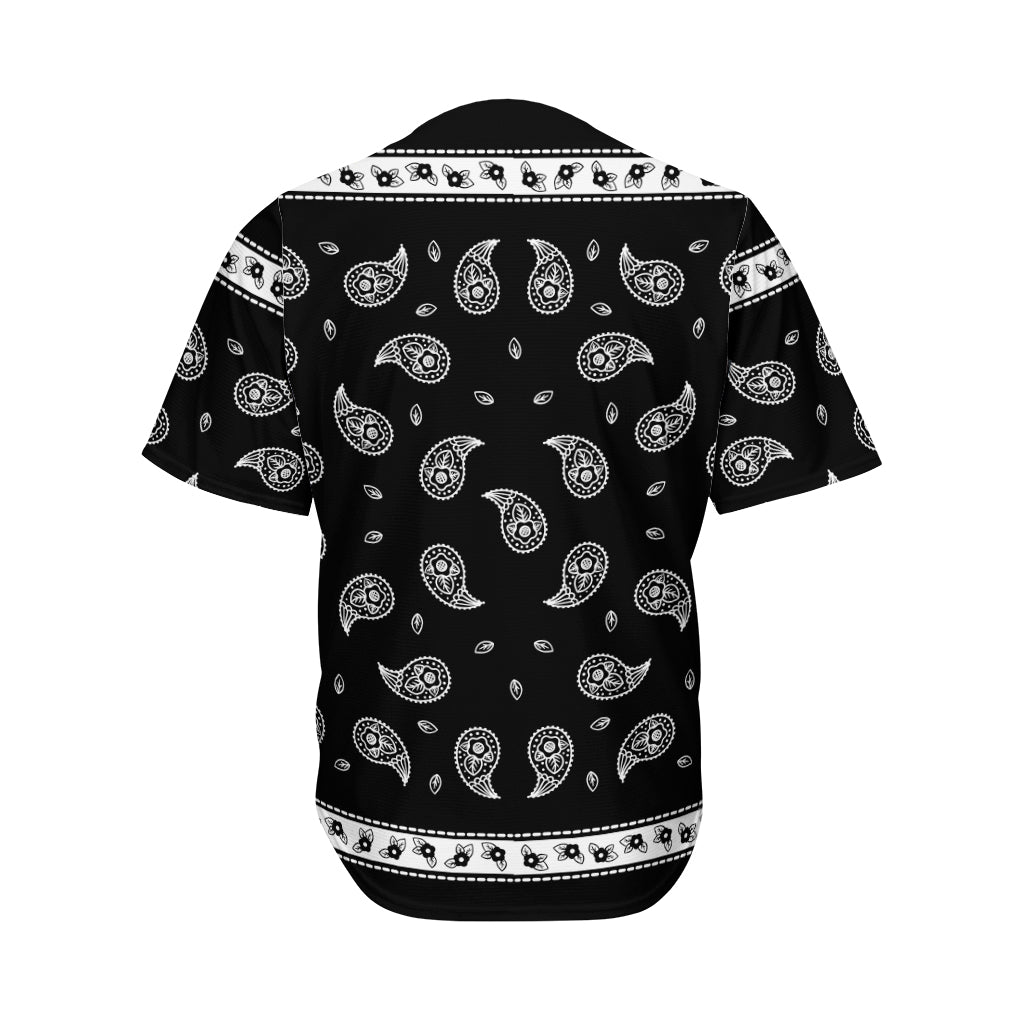 Black And White Bandana Print Men's Baseball Jersey