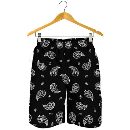 Black And White Bandana Print Men's Shorts