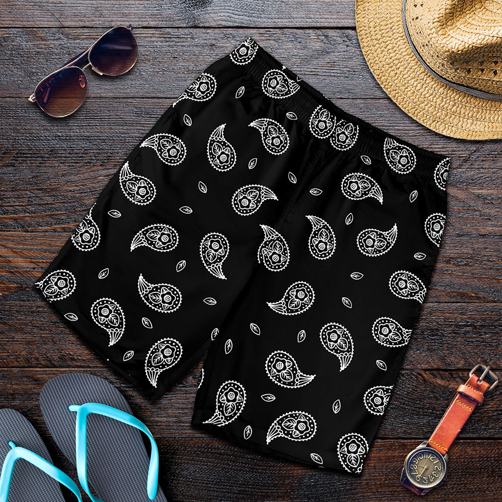 Black And White Bandana Print Men's Shorts