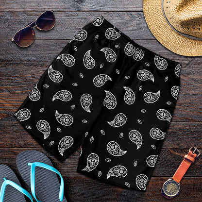 Black And White Bandana Print Men's Shorts