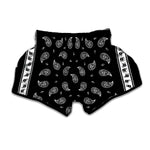 Black And White Bandana Print Muay Thai Boxing Shorts