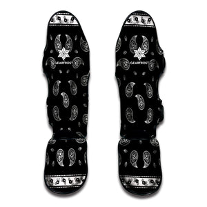 Black And White Bandana Print Muay Thai Shin Guard