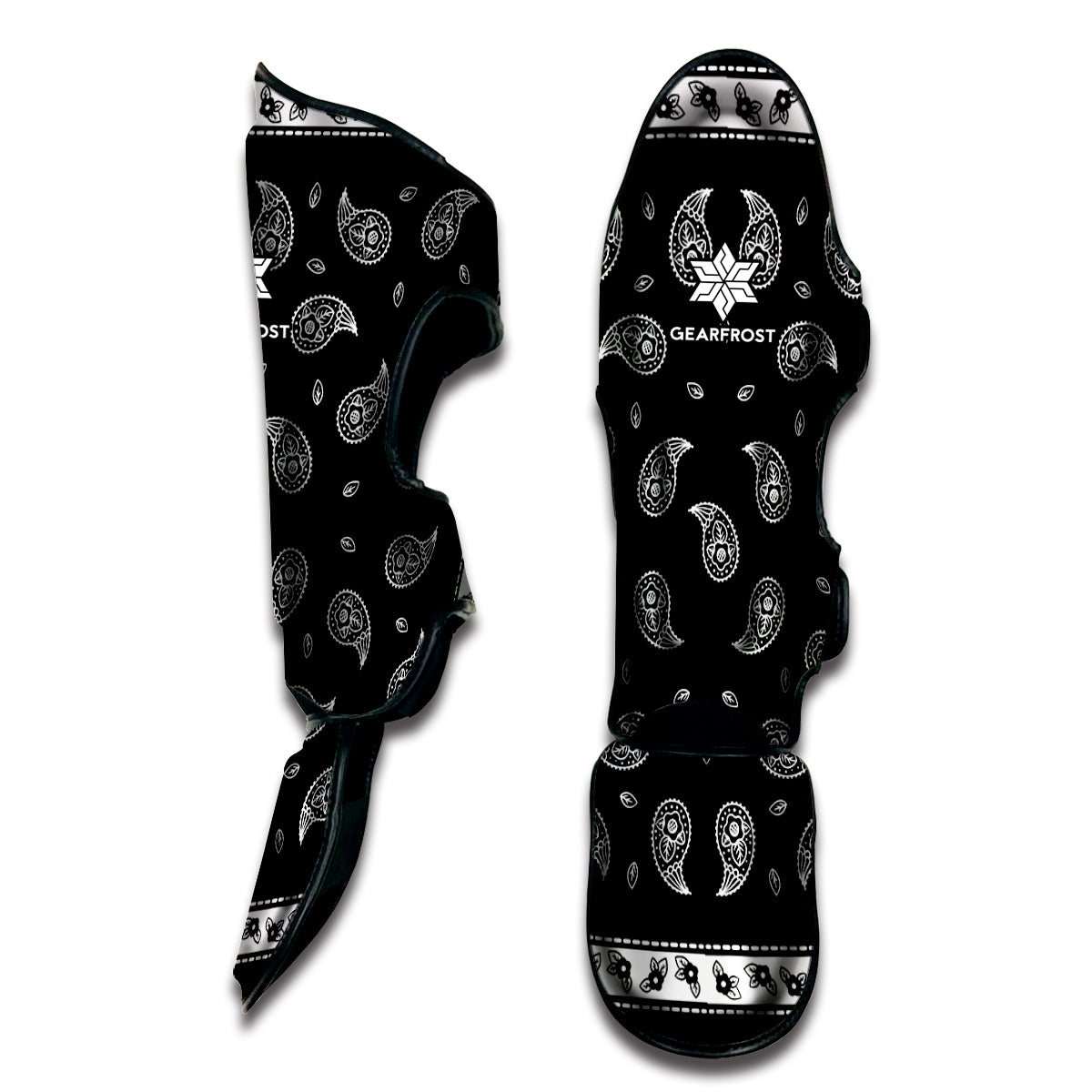 Black And White Bandana Print Muay Thai Shin Guard