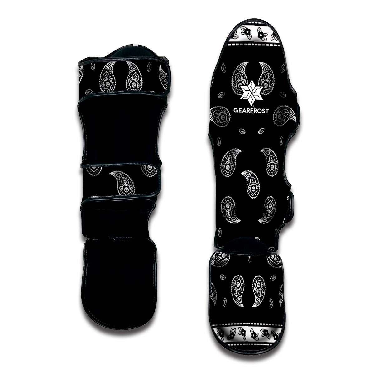 Black And White Bandana Print Muay Thai Shin Guard