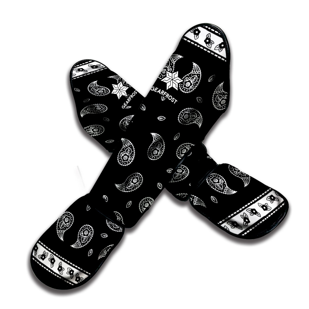 Black And White Bandana Print Muay Thai Shin Guard