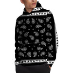 Black And White Bandana Print Pullover Hoodie