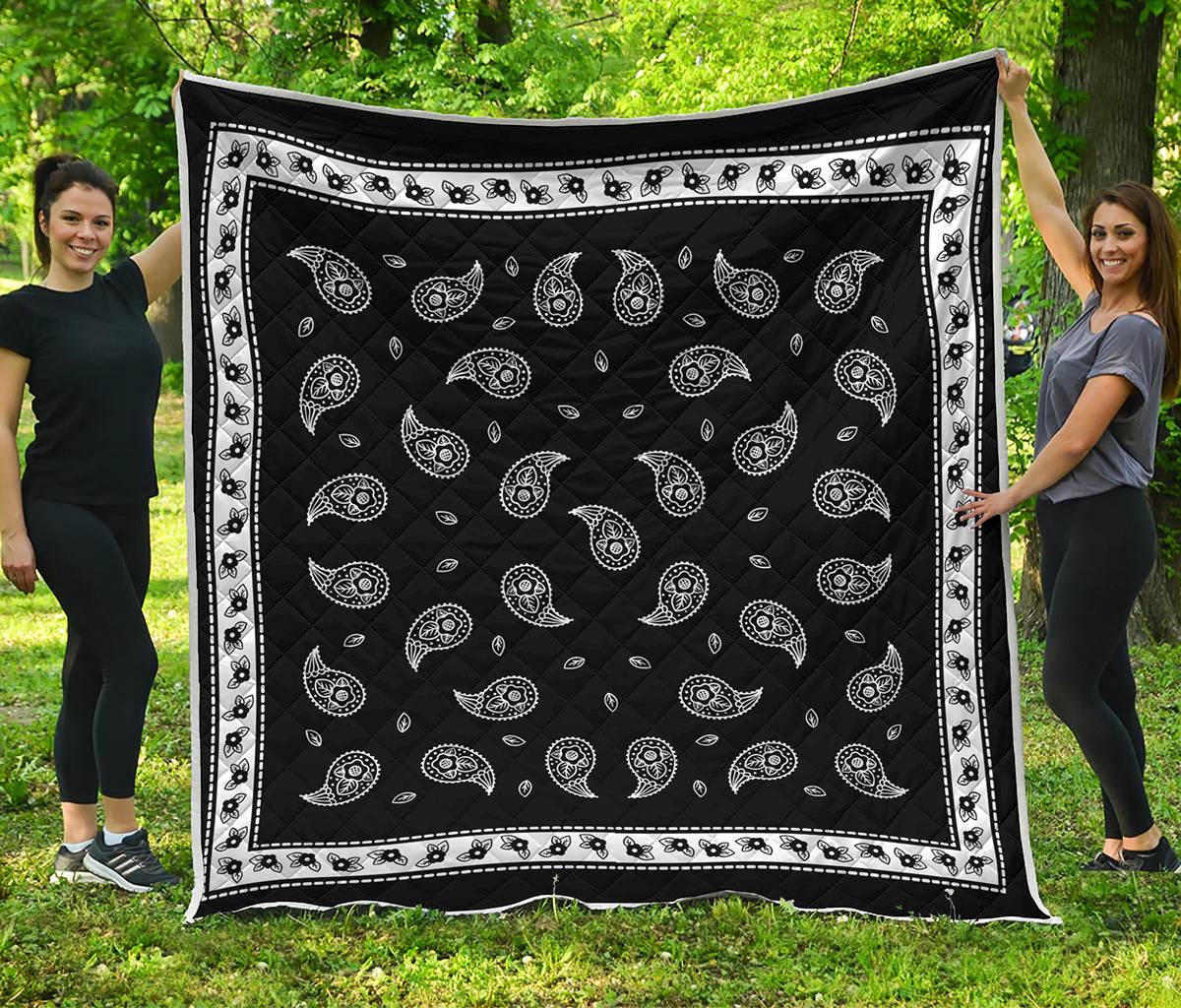 Black And White Bandana Print Quilt