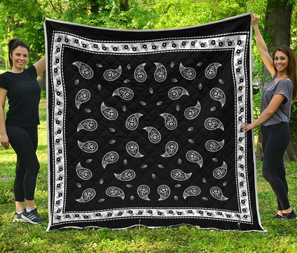 Black And White Bandana Print Quilt