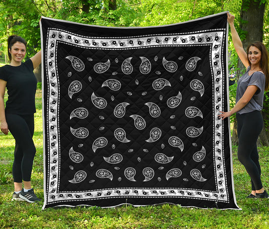 Black And White Bandana Print Quilt