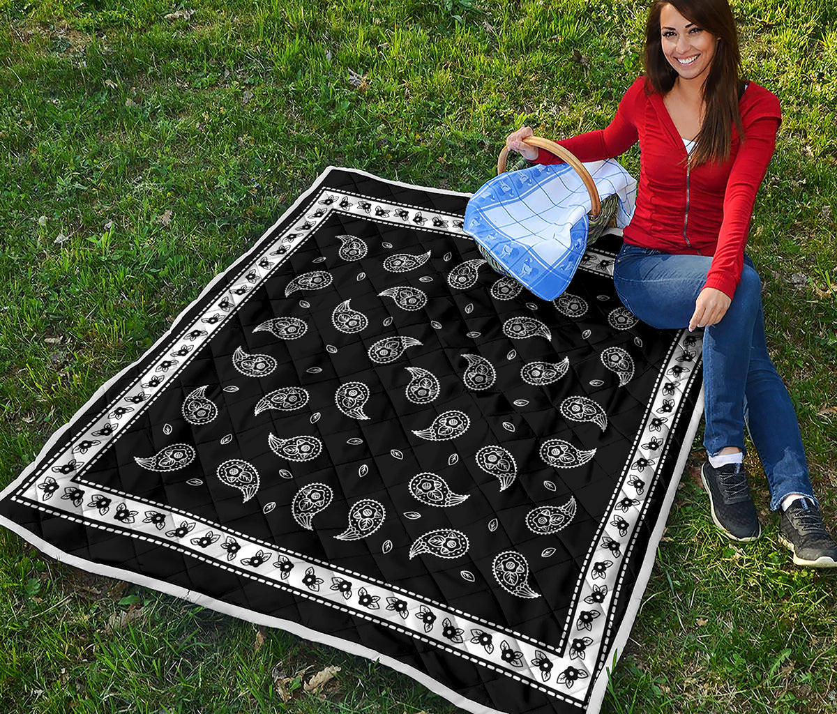 Black And White Bandana Print Quilt