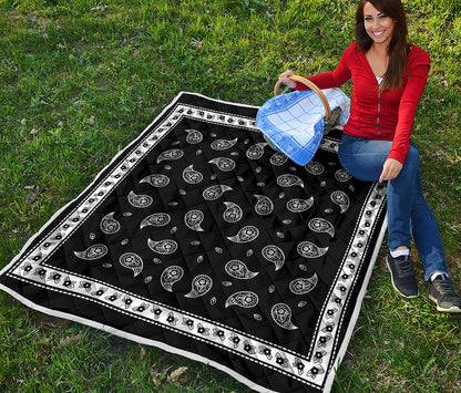 Black And White Bandana Print Quilt