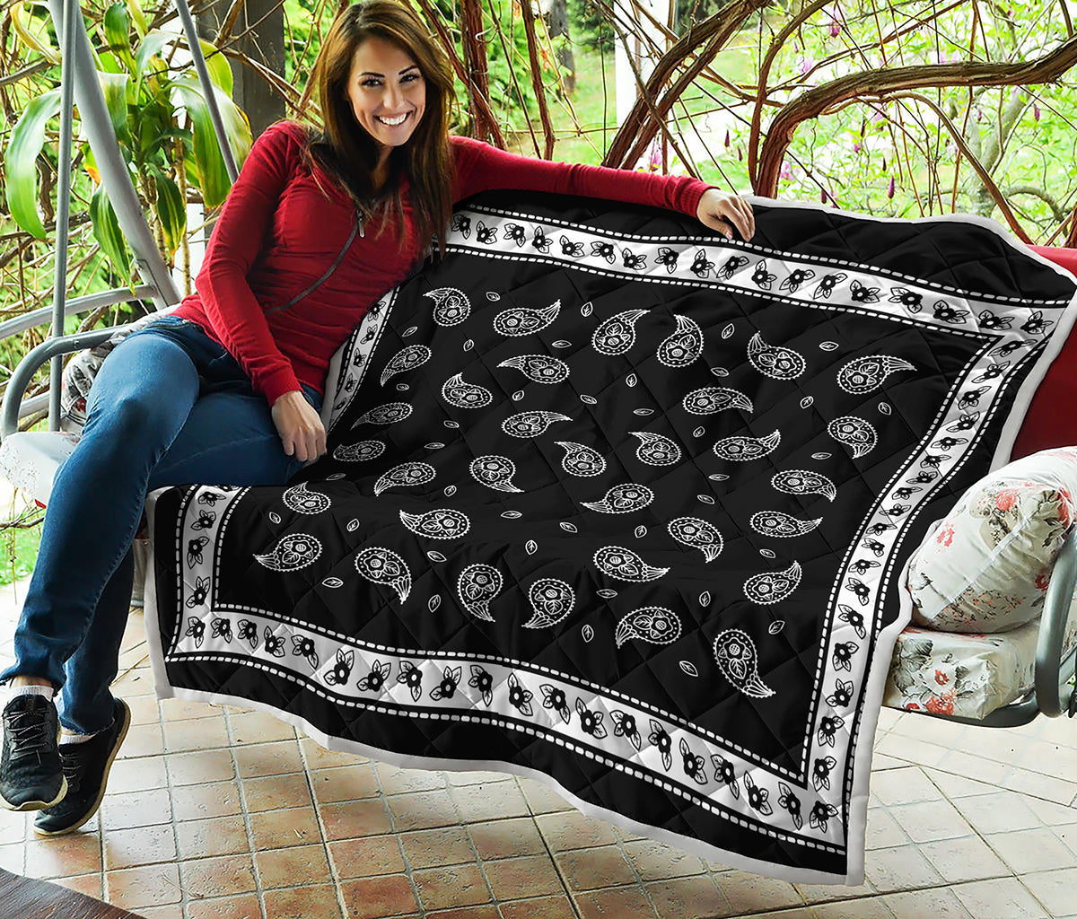 Black And White Bandana Print Quilt