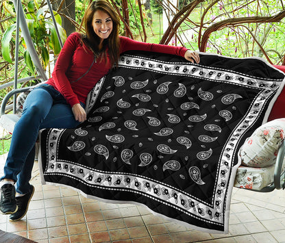 Black And White Bandana Print Quilt