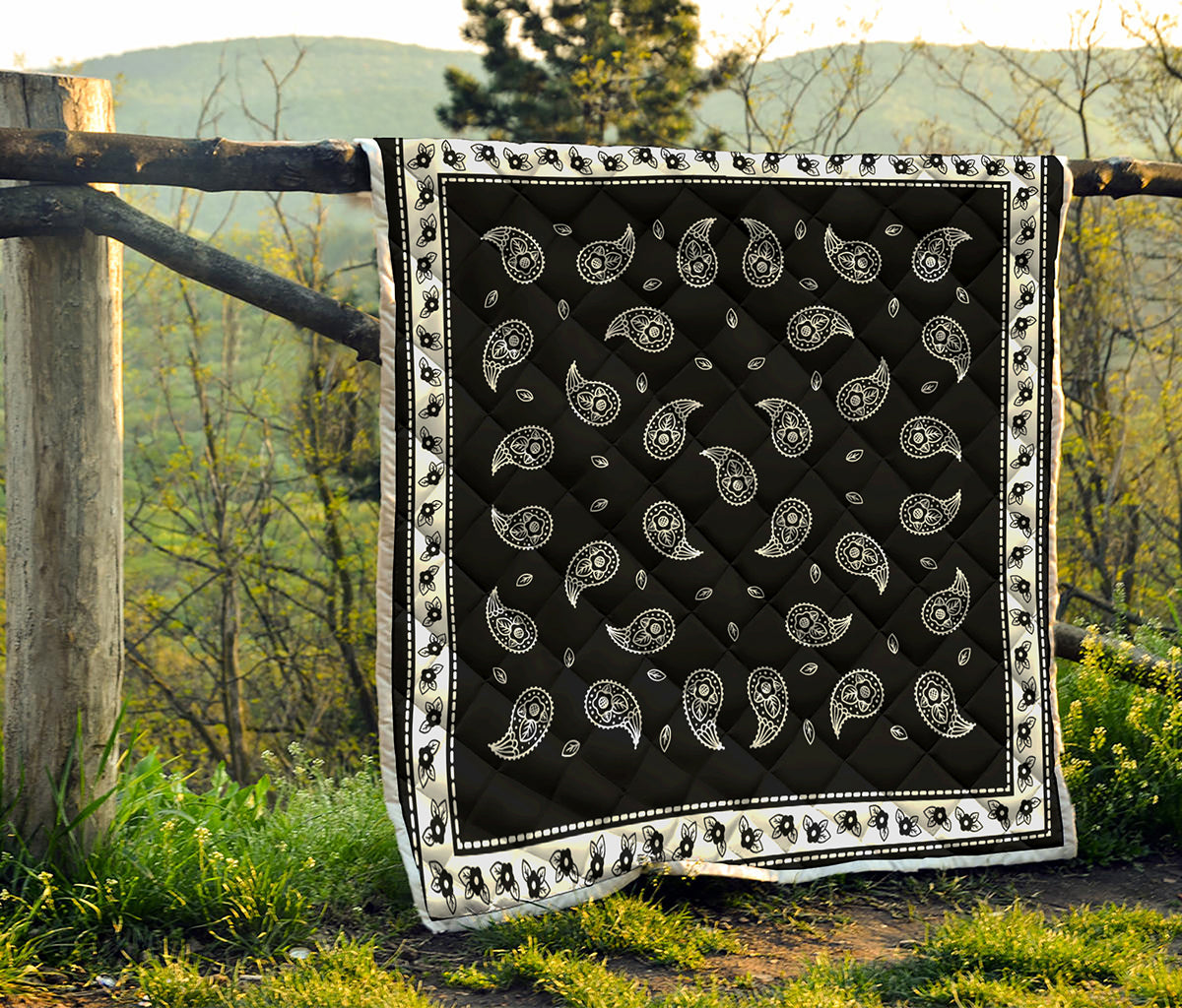 Black And White Bandana Print Quilt