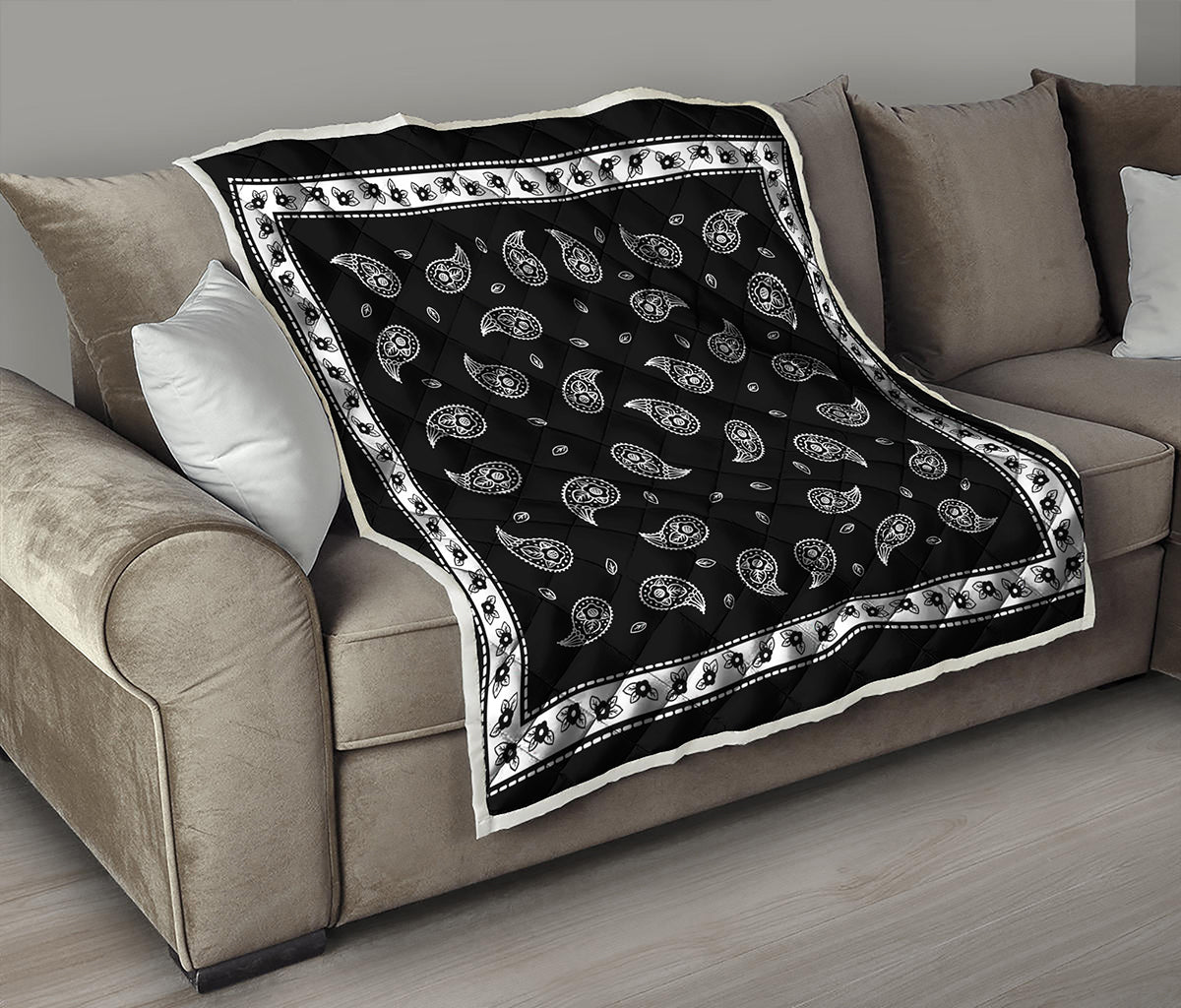 Black And White Bandana Print Quilt