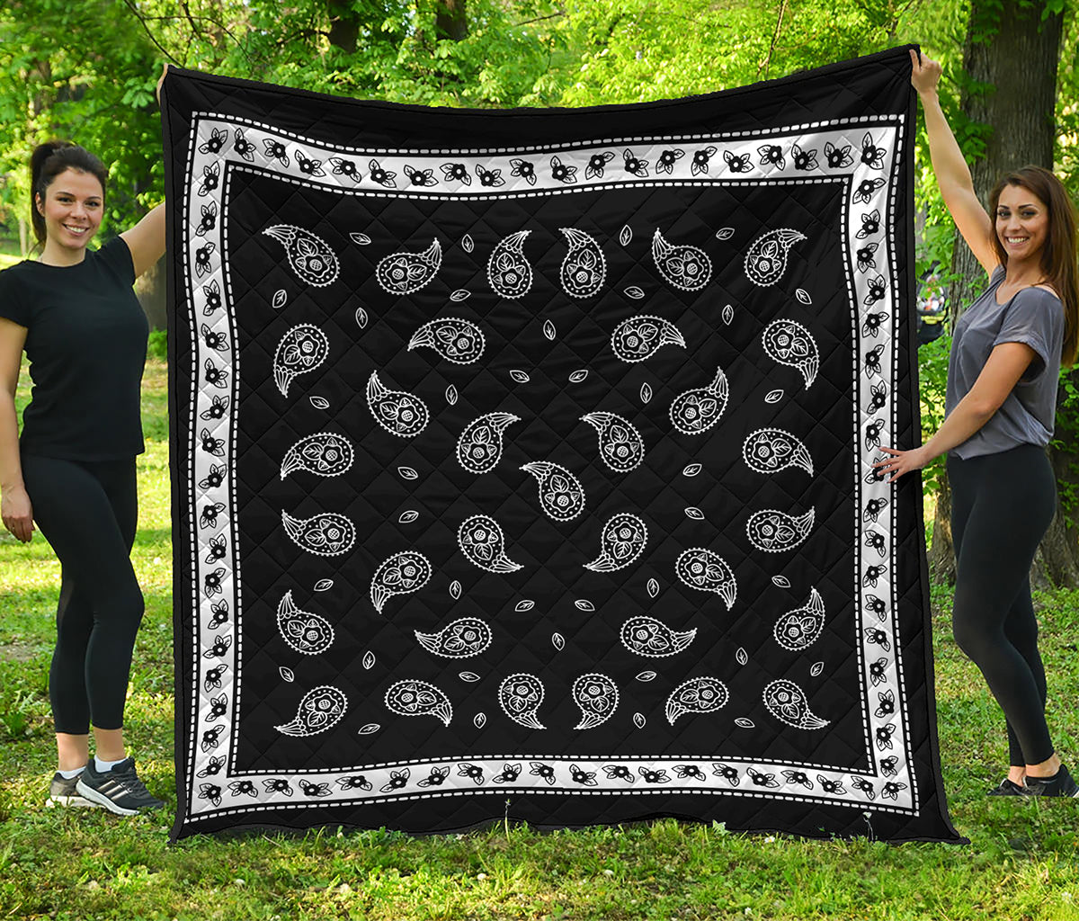 Black And White Bandana Print Quilt