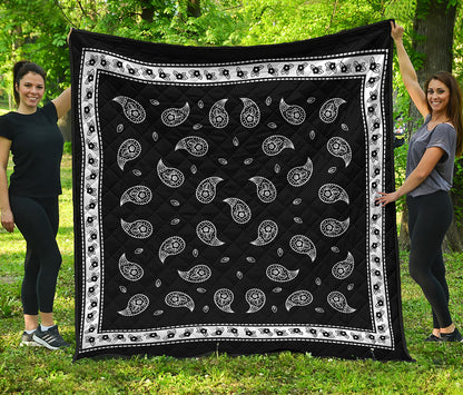 Black And White Bandana Print Quilt