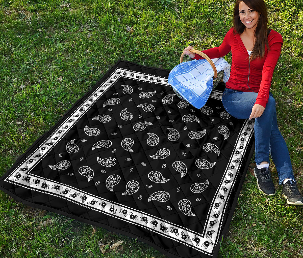 Black And White Bandana Print Quilt