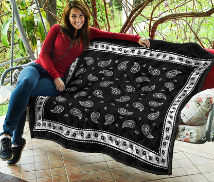 Black And White Bandana Print Quilt