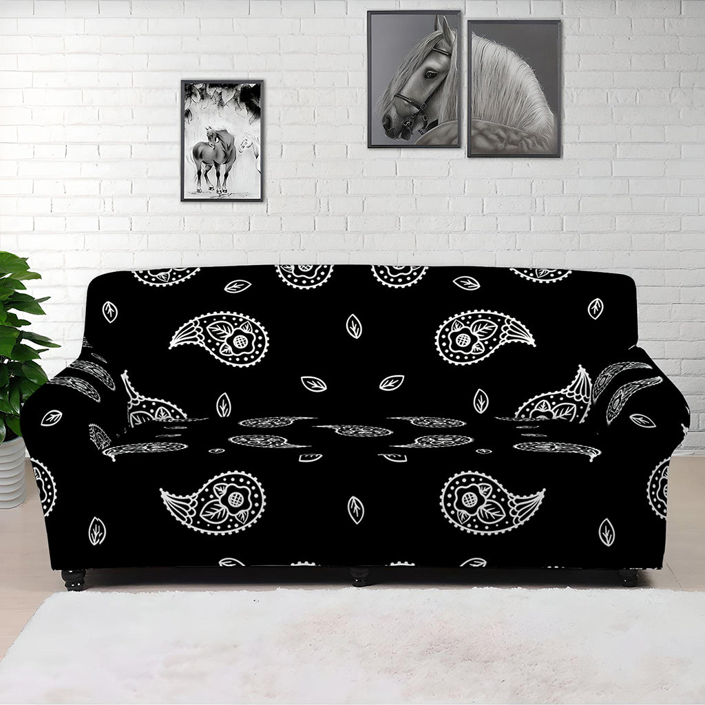 Black And White Bandana Print Sofa Cover