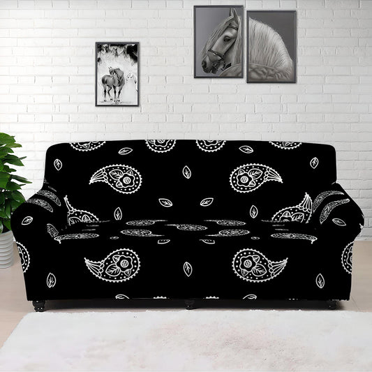 Black And White Bandana Print Sofa Cover