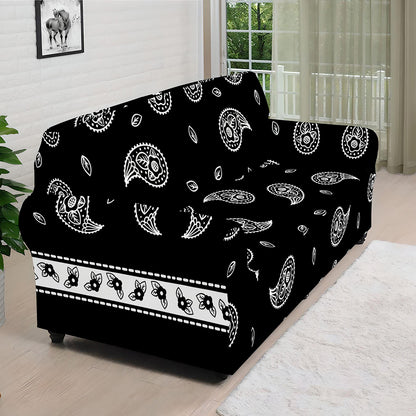 Black And White Bandana Print Sofa Cover