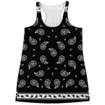 Black And White Bandana Print Women's Racerback Tank Top