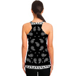 Black And White Bandana Print Women's Racerback Tank Top
