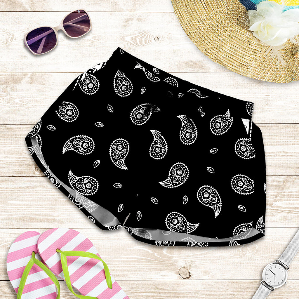 Black And White Bandana Print Women's Shorts