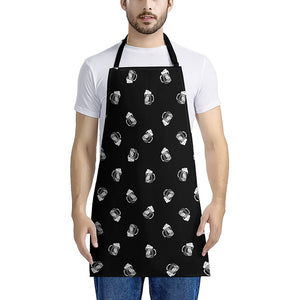 Black And White Beer Pattern Print Apron