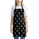 Black And White Beer Pattern Print Apron