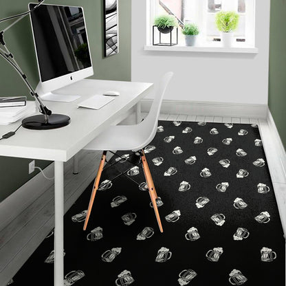 Black And White Beer Pattern Print Area Rug