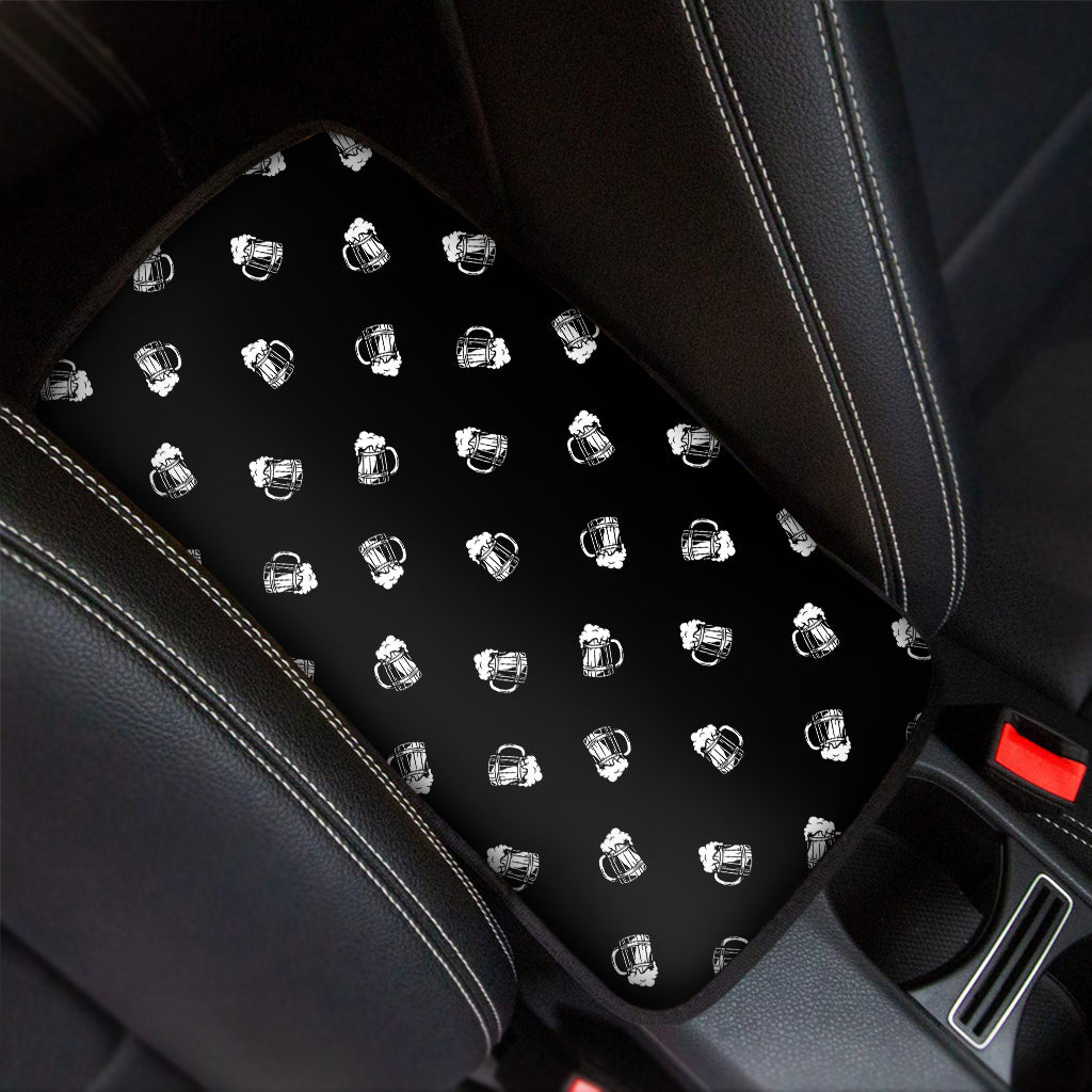 Black And White Beer Pattern Print Car Center Console Cover