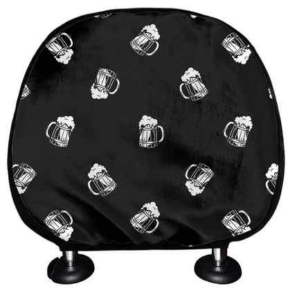 Black And White Beer Pattern Print Car Headrest Covers